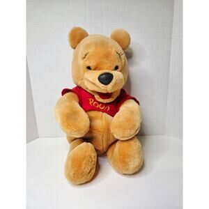 Disney Winnie the Pooh Plush Hand Puppet Vintage Red Shirt Embroidered Rare